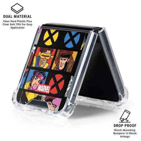 Marvel X-Men Pattern Galaxy Z Flip6 Clear Case
